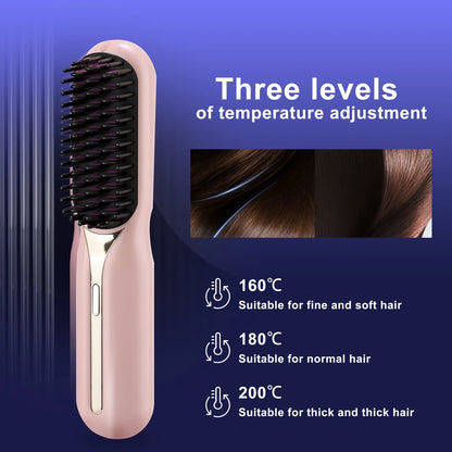 Hair Straightener Hot Comb Multifunctional Straight Comb Brush Professional Negative Ion Anti-Scalding Hair Styling Rechargeable