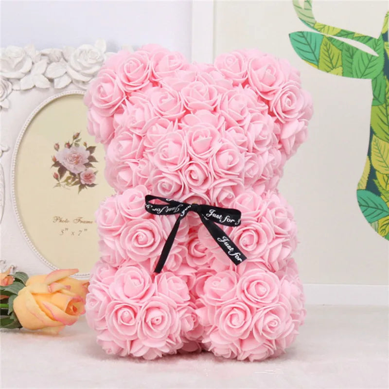 1pc 25cm Artificial Foam Flowers Bear Rose Bear Romantic Creative Gifts For Valentines Day Mothers Day Anniversary Wedding