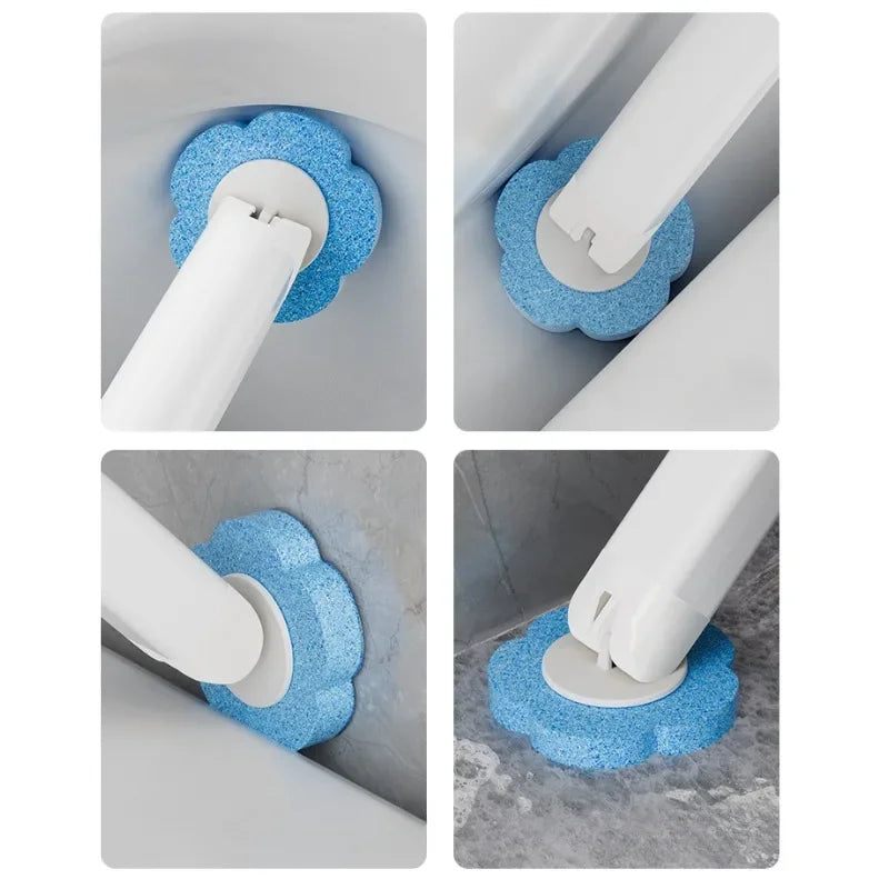 Disposable Toilet Brush Cleaner With Long Handle Bathroom Cleaning Sponge Brush With Replaceable Brush Head Toilet Accessories