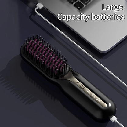 Hair Straightener Hot Comb Multifunctional Straight Comb Brush Professional Negative Ion Anti-Scalding Hair Styling Rechargeable