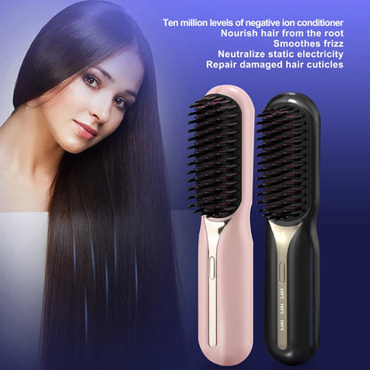 Hair Straightener Hot Comb Multifunctional Straight Comb Brush Professional Negative Ion Anti-Scalding Hair Styling Rechargeable