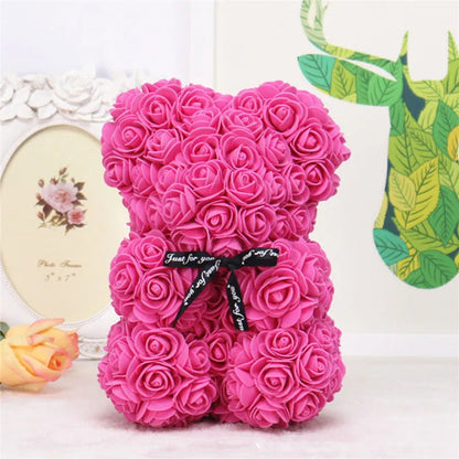 1pc 25cm Artificial Foam Flowers Bear Rose Bear Romantic Creative Gifts For Valentines Day Mothers Day Anniversary Wedding